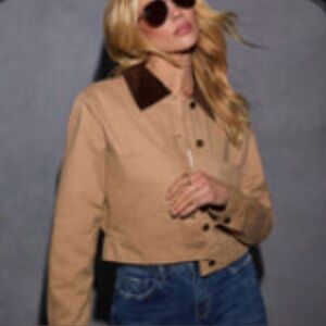 Vici Tan Utility Jacket with Brown Collar